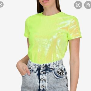 Emilio Pucci yellow sequin top size 2